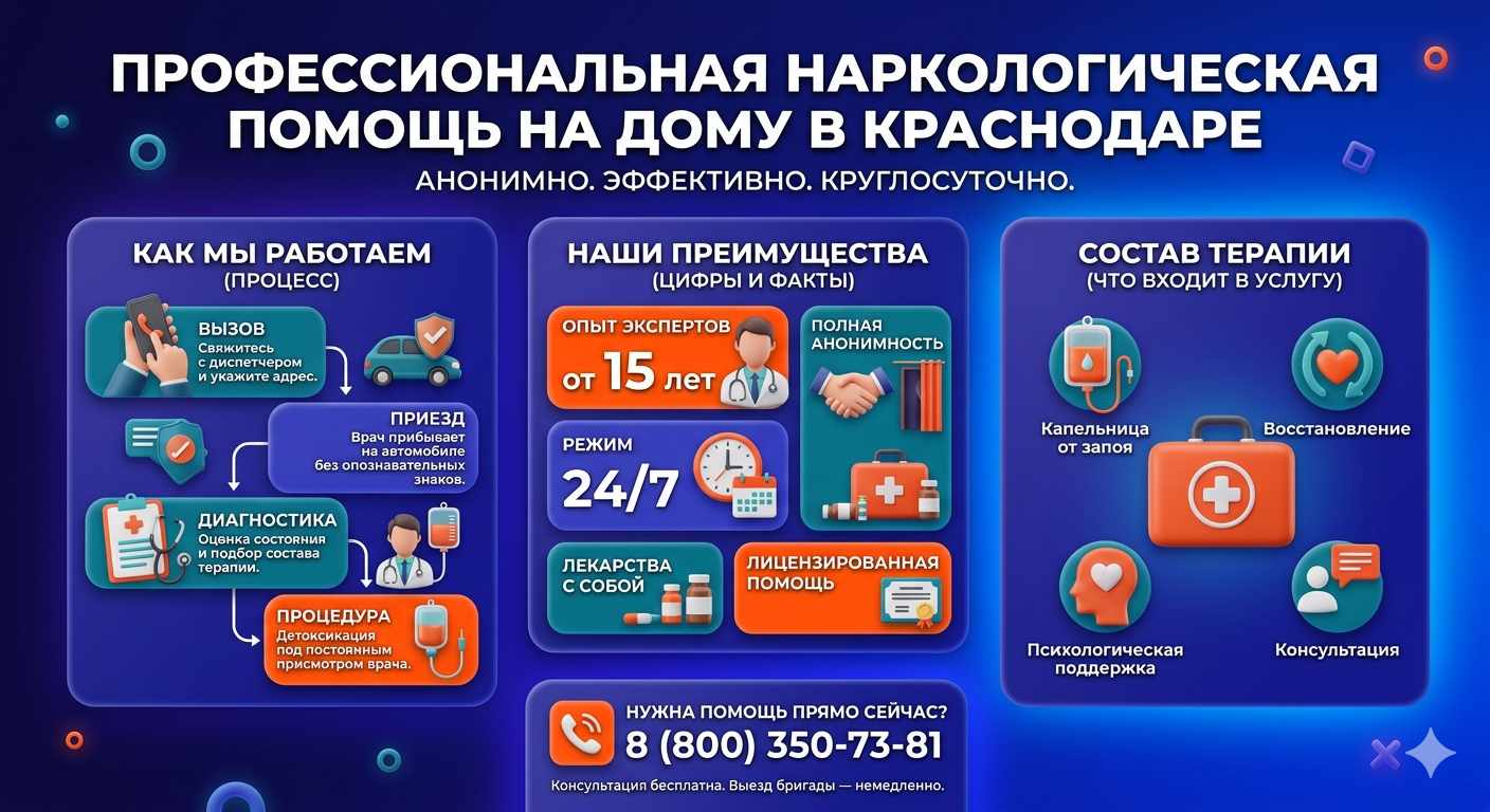 Инфографика о принципах лечения алкоголизма на дому в Балее: этапы вызова нарколога, преимущества анонимной детоксикации и состав медицинской помощи.